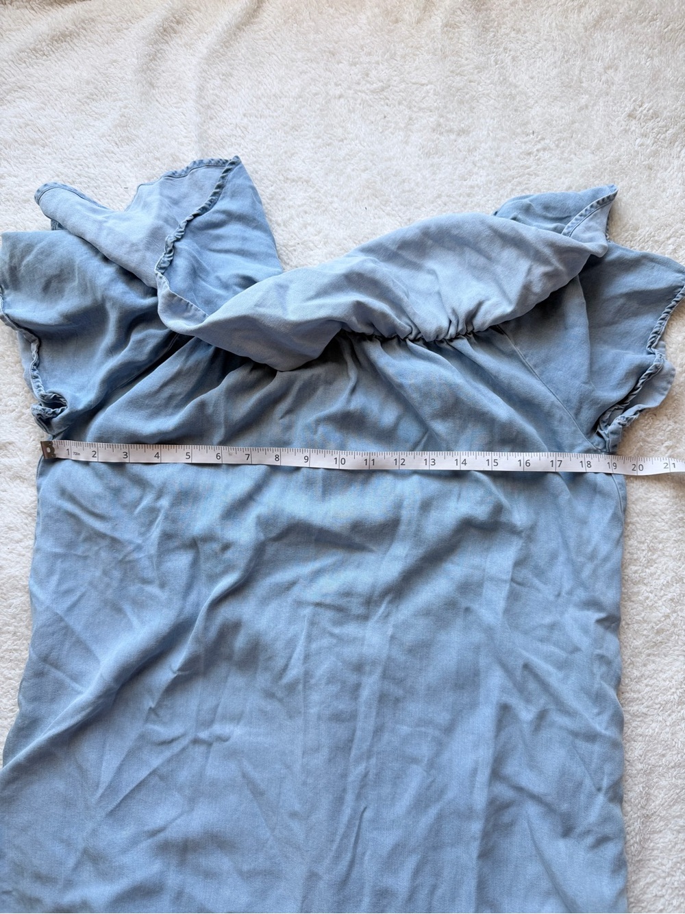 Zara Light Blue Off-Shoulder Ruffle Tunic - Picture 7 of 11